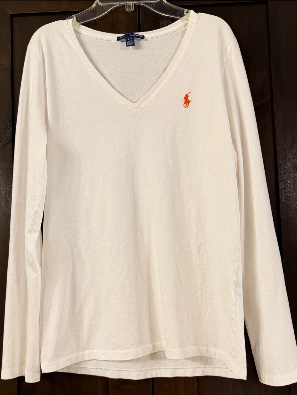 Ralph Lauren Classic V-Neck Long Sleeve Top Sz L